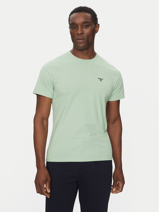 Barbour Тишърт Essential Sports MTS0331GN45 Зелен Tailored Fit за Мъже цена
