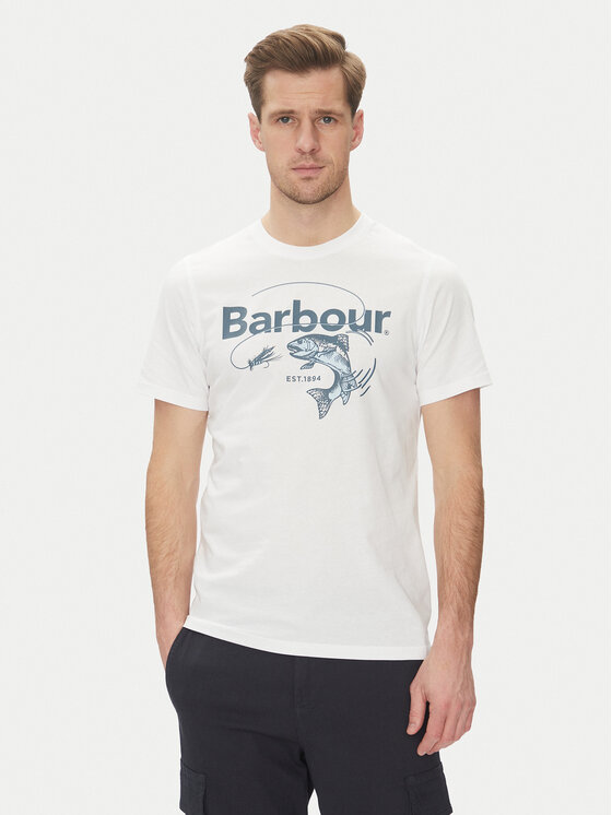 Barbour Тишърт Lydd MTS1396WH11 Бял Tailored Fit за Мъже цена
