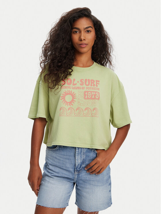 Billabong Тишърт Sol Surf EBJZT00428 Зелен Oversize за Жени цена