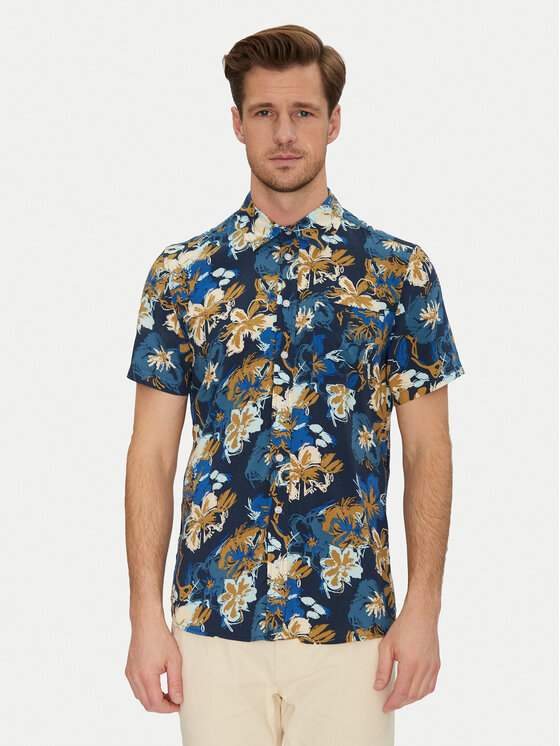 Blend Риза 20718224 Тъмносин Slim Fit за Мъже цена