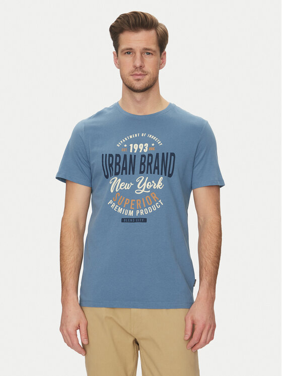 Blend Тишърт 20717759 Син Regular Fit за Мъже цена
