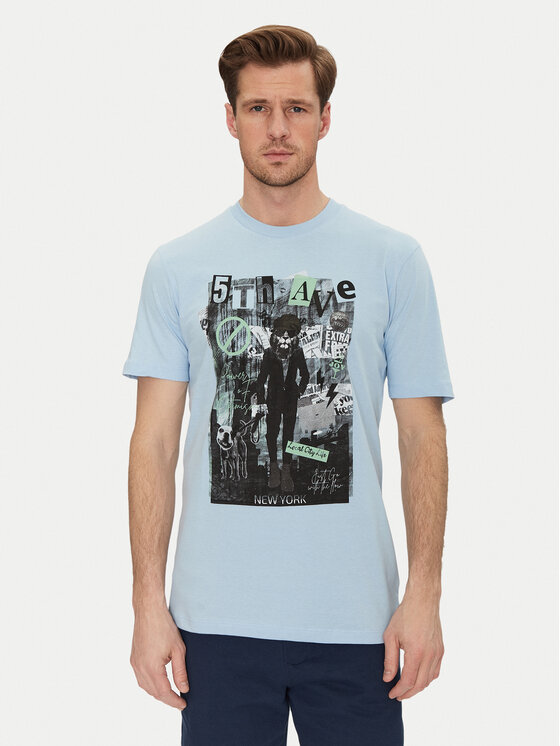 Blend Тишърт 20717965 Син Regular Fit за Мъже цена