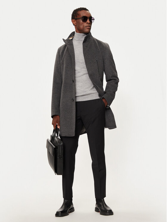 Boss Вълнено палто H-Hyde 50525764 Сив Slim Fit за Мъже цена
