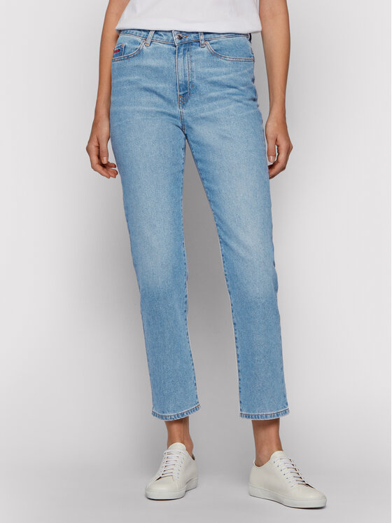 Boss Дънки Straight Crop Vd 50452525 Син Regular Fit за Жени цена