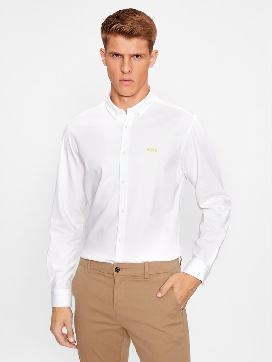 Boss Риза Biado_R 50497486 Бял Slim Fit за Мъже цена