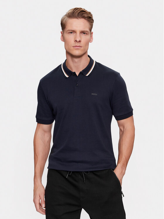 Boss Тениска с яка и копчета Penrose 38 50469360 Тъмносин Regular Fit за Мъже цена