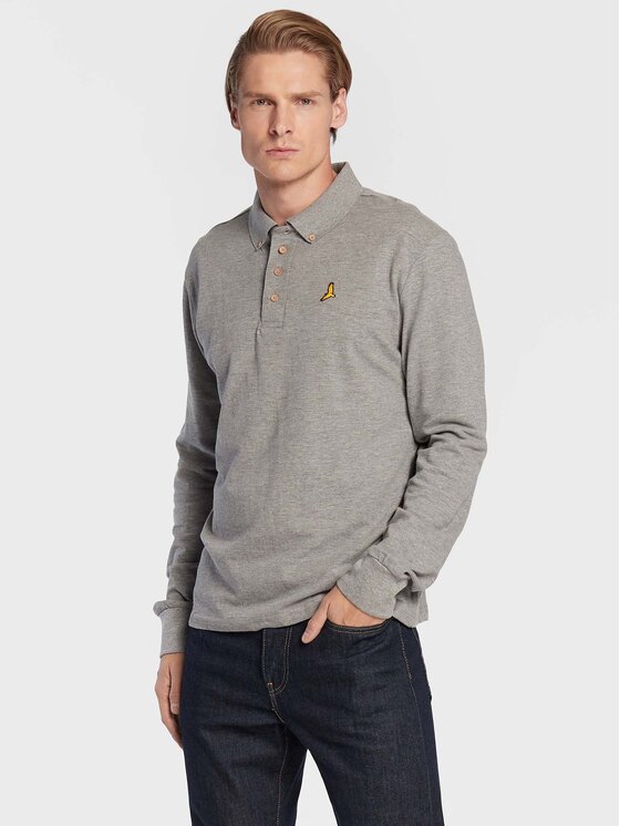 Brave Soul Тениска с яка и копчета MLT-412WASHINGTN Сив Slim Fit за Мъже цена