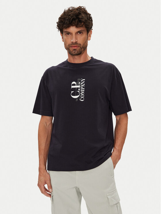 C.P. Company Тишърт 19CMTS092A005100W Тъмносин Regular Fit за Мъже цена