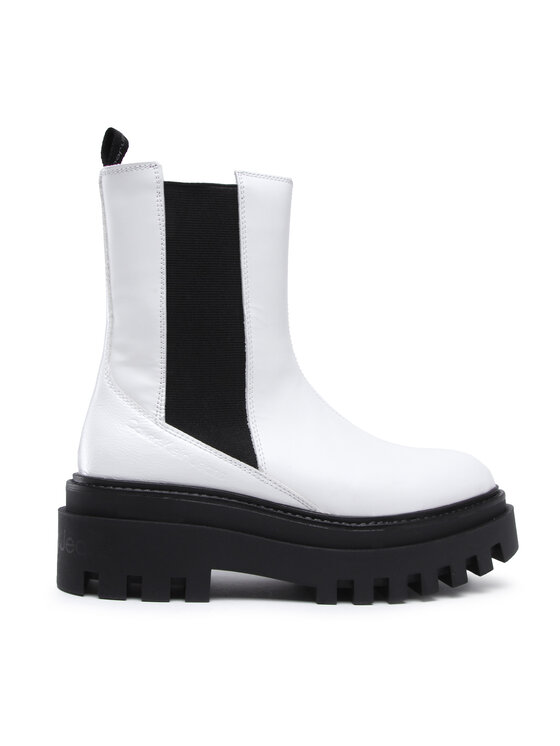 Calvin Klein Jeans Боти тип челси Flatform Chelsea Boot YW0YW00850 Бял за Жени цена