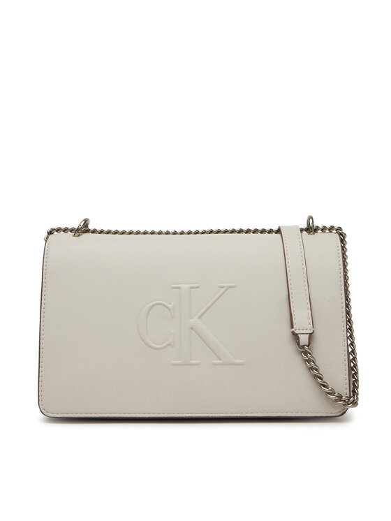 Calvin Klein Jeans Дамска чанта Sculpted Ew Flap25 Shoulder Bag LV04K3035G Бял цвят на ниска цена