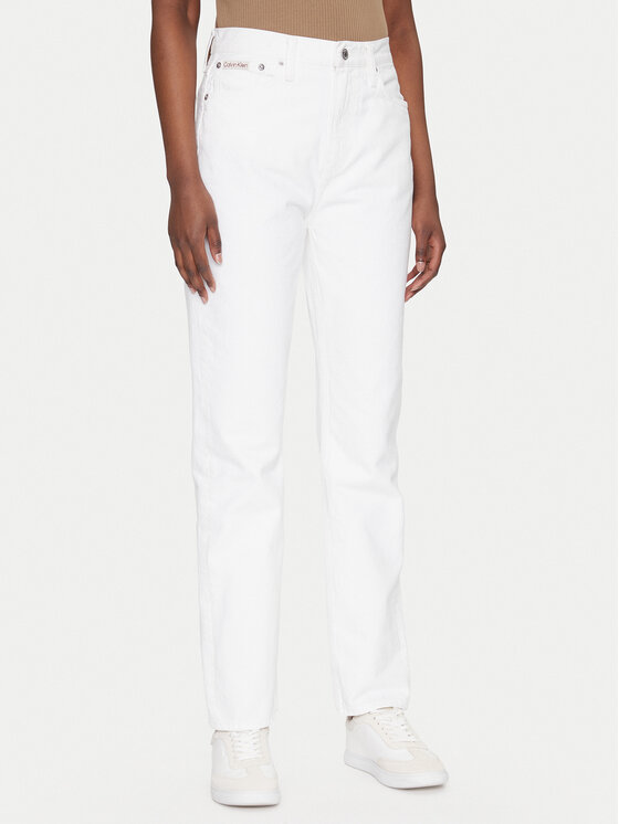Calvin Klein Jeans Дънки Authentic J20J225136 Бял Straight Fit за Жени цена