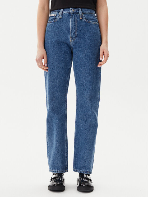 Calvin Klein Jeans Дънки J20J225126 Син Straight Fit за Жени цена