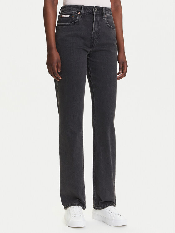 Calvin Klein Jeans Дънки LV047B909G Черен Straight Fit за Жени цена
