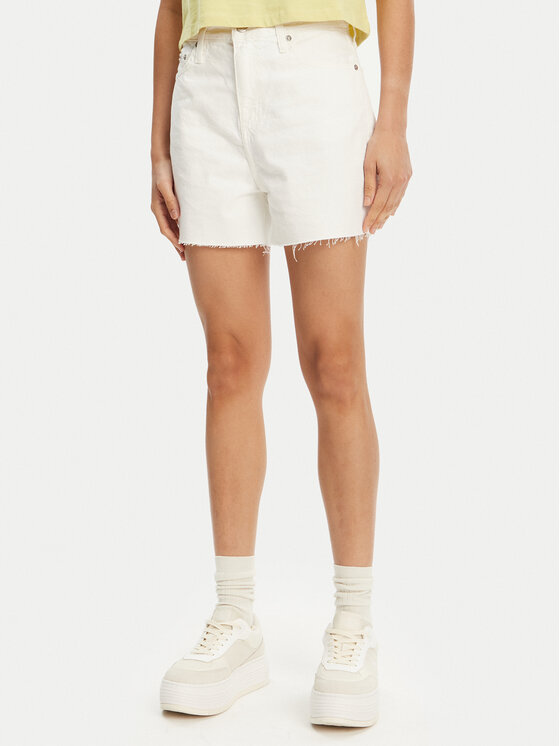 Calvin Klein Jeans Дънкови шорти J20J225153 Бял Mom Fit за Жени цена