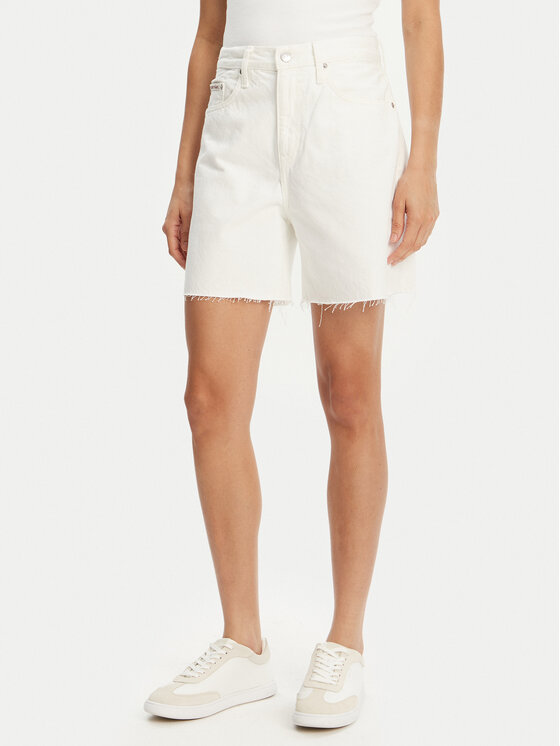 Calvin Klein Jeans Дънкови шорти J20J225201 Бял Relaxed Fit за Жени цена