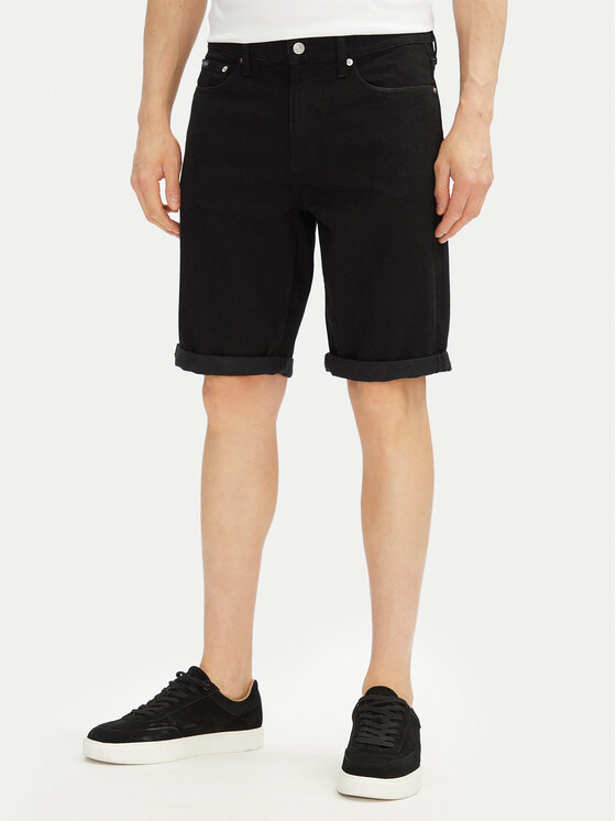 Calvin Klein Jeans Дънкови шорти J30J327514 Черен Slim Fit за Мъже цена