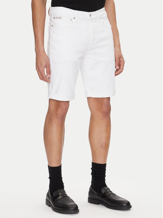 Calvin Klein Jeans Дънкови шорти J30J327536 Бял Slim Fit за Мъже цена