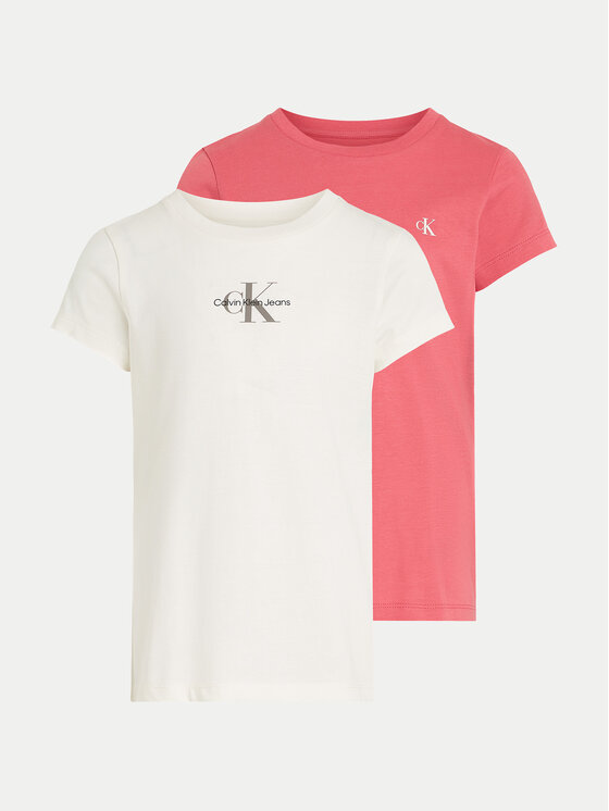 Calvin Klein Jeans Комплект 2 тишъртки Monologo IG0IG02860 Цветен Slim Fit за Момичета цена