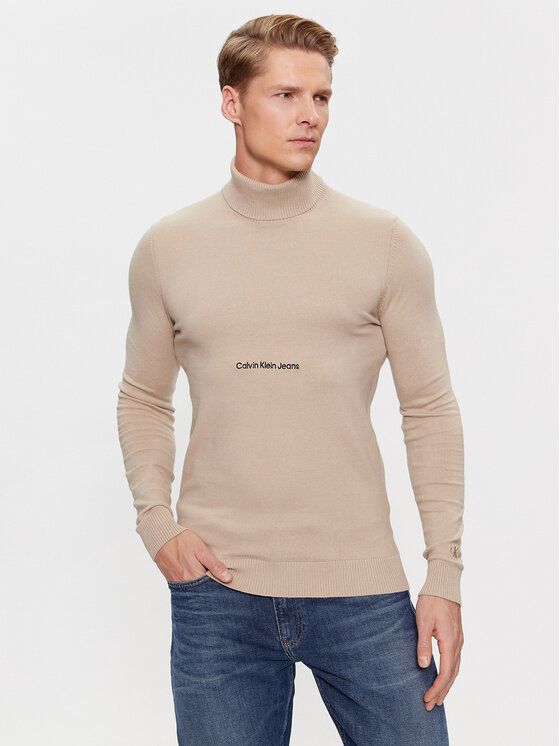 Calvin Klein Jeans Поло J30J324325 Бежов Slim Fit за Мъже цена