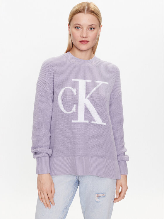 Calvin Klein Jeans Пуловер J20J221347 Виолетов Regular Fit за Жени цена