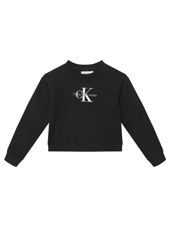 Calvin Klein Jeans Пуловер Monologo IG0IG02830 D Черен Regular Fit за Момичета цена