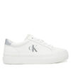 Calvin Klein Jeans Сникърси Vulc Flatf Lth Silver Logo Tag YW0YW01877 Бял за Жени цена