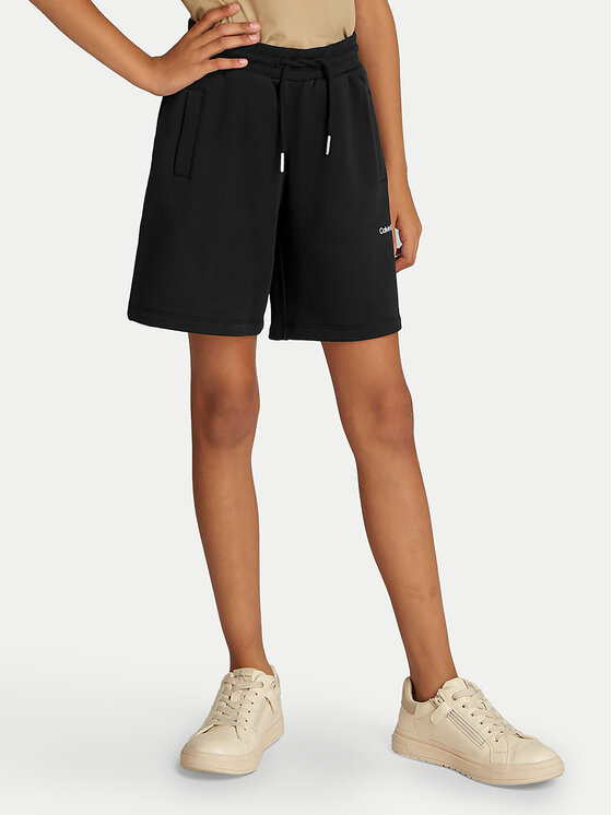 Calvin Klein Jeans Спортни шорти New Inst. Logo IU0IU00703 Черен Relaxed Fit за Бебета цена