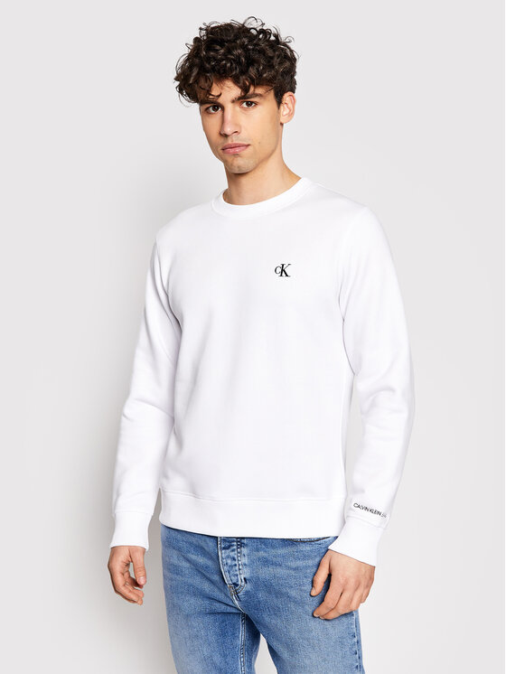 Calvin Klein Jeans Суитшърт Embroidered Logo J30J314536 Бял Regular Fit за Мъже цена
