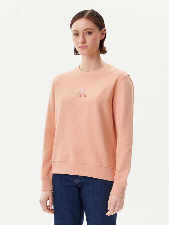 Calvin Klein Jeans Суитшърт Gradient Monologo J20J225360 Коралов Regular Fit за Жени цена