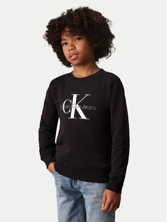 Calvin Klein Jeans Суитшърт Monogram IU0IU00675 M Черен Regular Fit за Бебета цена