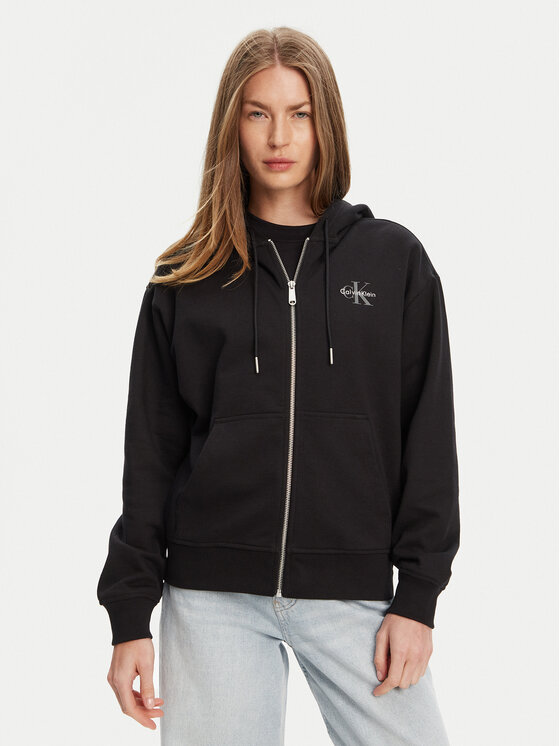 Calvin Klein Jeans Суитшърт Monologo LV047B270G Черен Regular Fit цвят на ниска цена