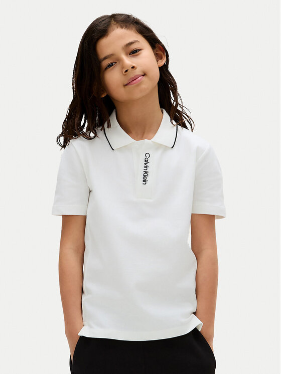 Calvin Klein Jeans Тениска с яка и копчета Embro Logo IB0IB02542 M Бял Regular Fit за Момчета цена