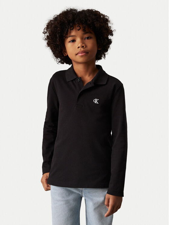 Calvin Klein Jeans Тениска с яка и копчета Essential IB0IB02421 M Черен Regular Fit за Момчета цена