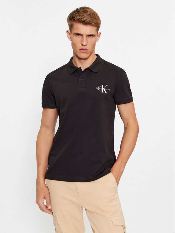 Calvin Klein Jeans Тениска с яка и копчета J30J323395 Черен Regular Fit за Мъже цена