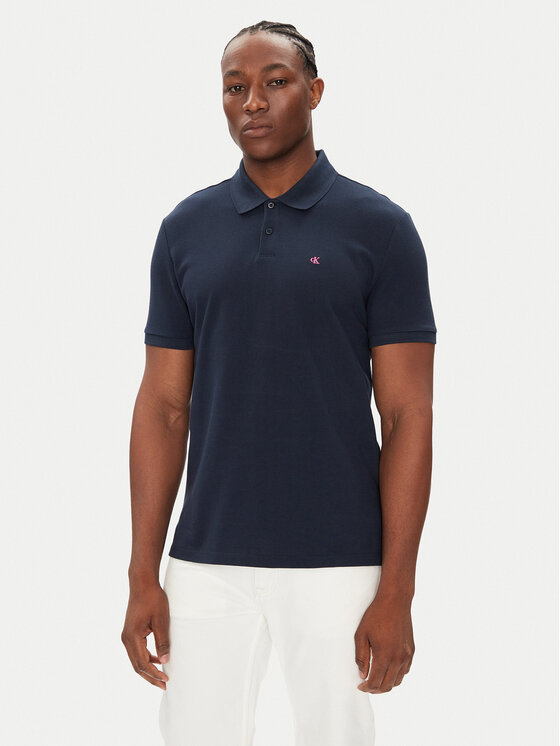 Calvin Klein Jeans Тениска с яка и копчета LV040EM269 Тъмносин Regular Fit за Мъже цена
