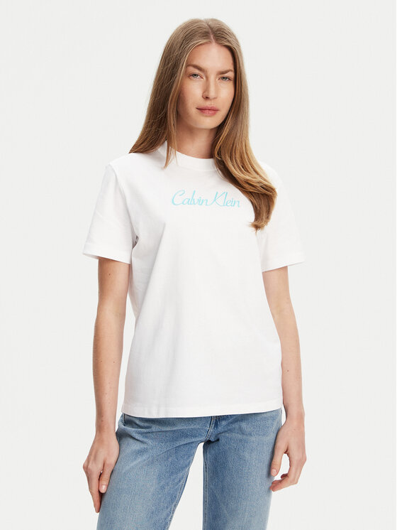 Calvin Klein Jeans Тишърт Classic Logo LV047C854G Бял Regular Fit за Жени цена