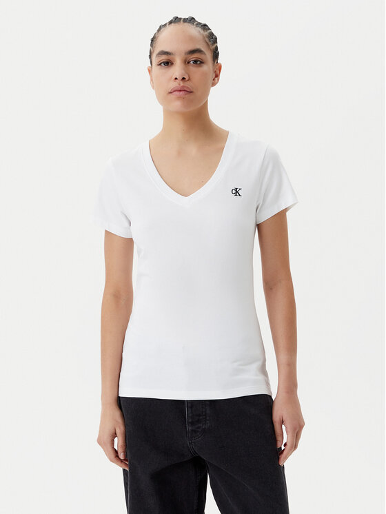 Calvin Klein Jeans Тишърт J20J213716 Бял Regular Fit за Жени цена