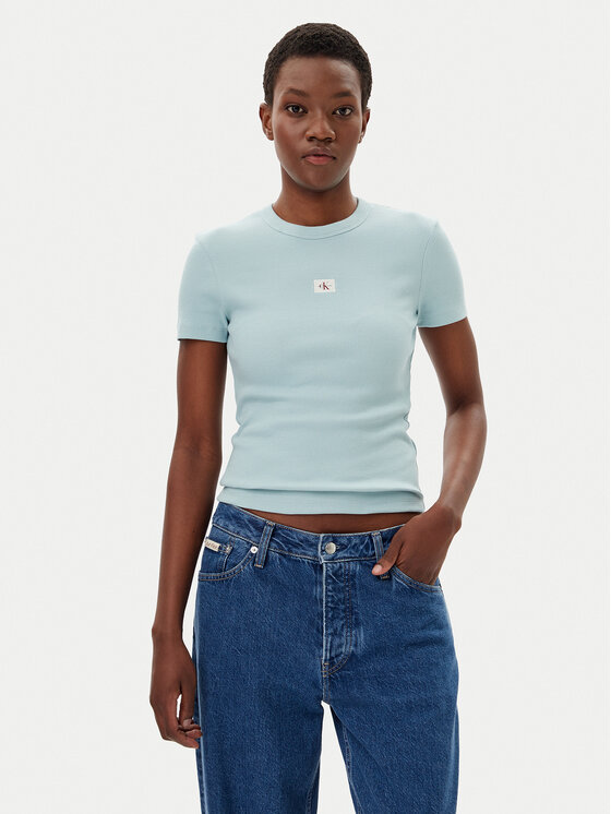 Calvin Klein Jeans Тишърт J20J225245 Син Slim Fit за Жени цена