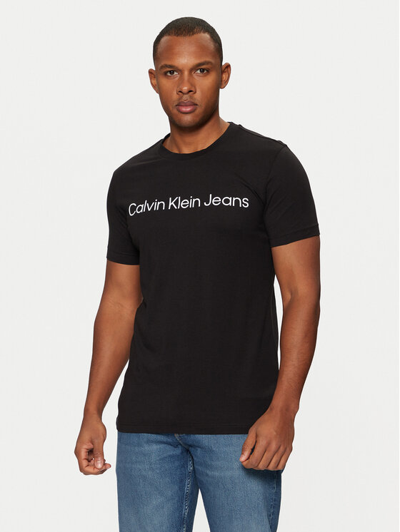 Calvin Klein Jeans Тишърт J30J322552 Черен Slim Fit за Мъже цена