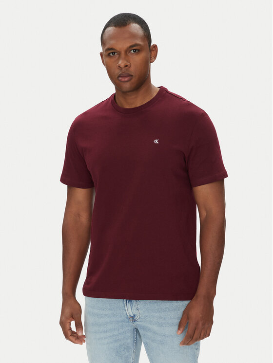 Calvin Klein Jeans Тишърт LV040HM265 Бордо Regular Fit за Мъже цена