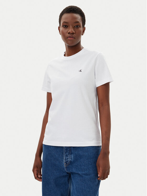 Calvin Klein Jeans Тишърт LV047B224G Бял Regular Fit за Жени цена