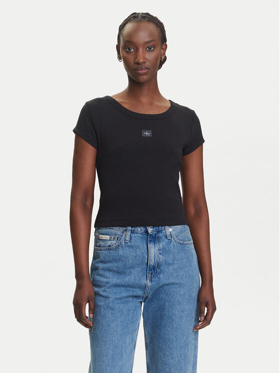 Calvin Klein Jeans Тишърт LV047C200G Черен Slim Fit за Жени цена