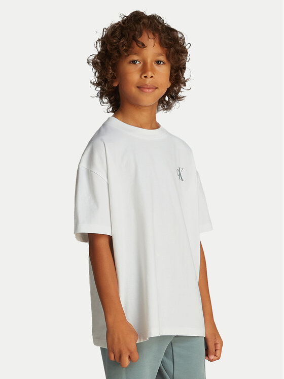 Calvin Klein Jeans Тишърт Miami IB0IB02449 Бял Relaxed Fit за Момчета цена