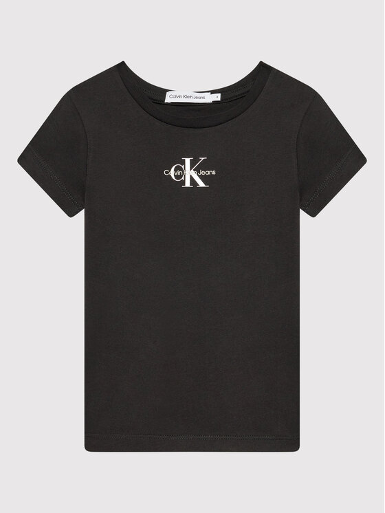 Calvin Klein Jeans Тишърт Micro Monogram IG0IG01470 Черен Slim Fit за Момичета цена