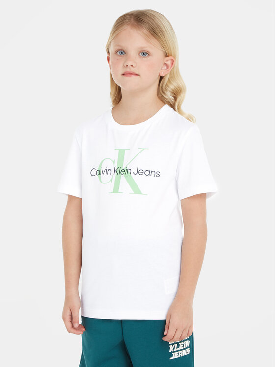 Calvin Klein Jeans Тишърт Monogram IU0IU00460 Бял Regular Fit за Бебета цена