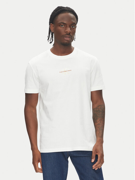 Calvin Klein Jeans Тишърт Monologo J30J325649 Бял Regular Fit за Мъже цена
