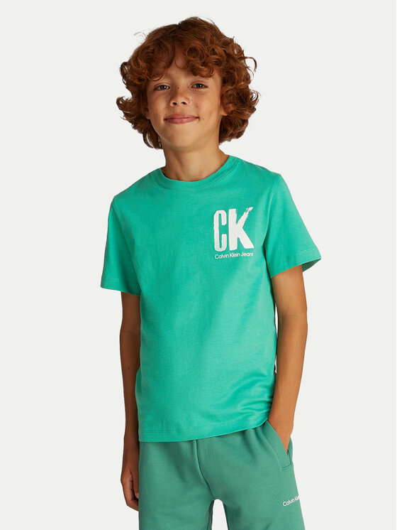 Calvin Klein Jeans Тишърт Surf Graphic IB0IB02447 Зелен Regular Fit за Момчета цена