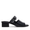 Calvin Klein Jeans Чехли Heel Square Mg Buckle Lth YW0YW01701 Черен за Жени цена