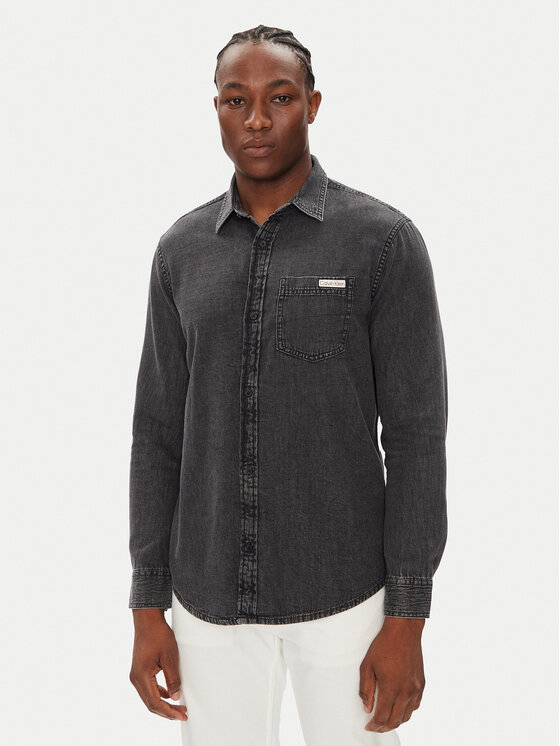 Calvin Klein Jeans дънкова риза Classic LV040BM733 Сив Regular Fit за Мъже цена