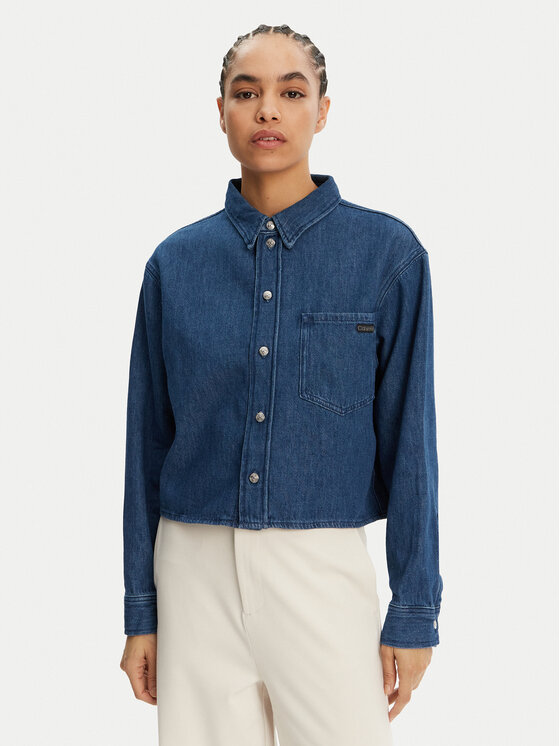 Calvin Klein Jeans дънкова риза J20J225518 Тъмносин Relaxed Fit за Жени цена